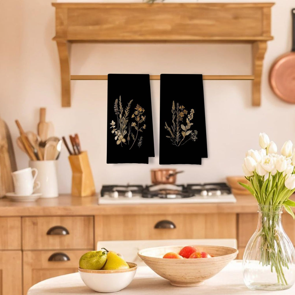 Minimalist Dried Flower Printed Kitchen Towel 24x16 Inch
