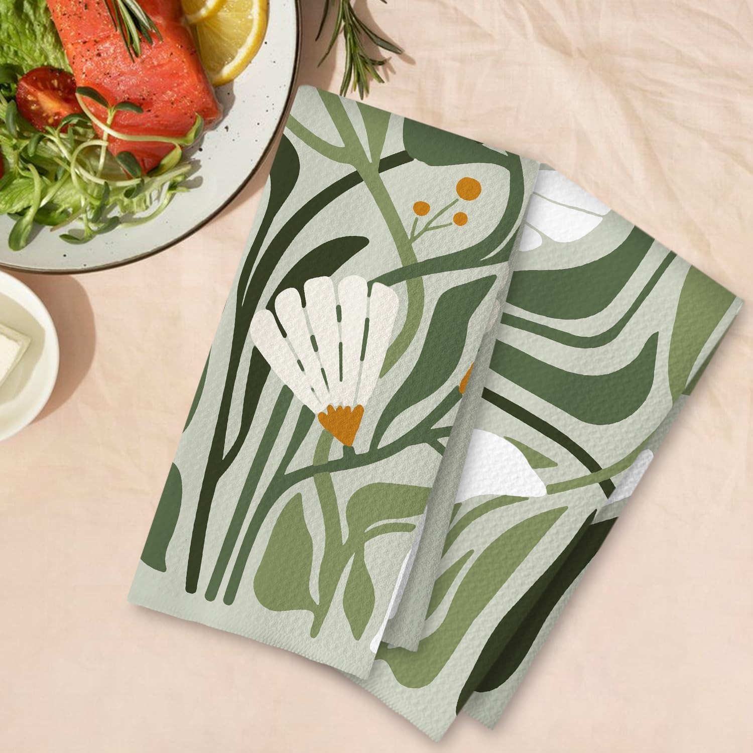 Printed Tea Towel 16×24 inch | 100% Polyester Fiber Kitchen Dish Towel – Absorbent, Fade Resistant & Machine Washable