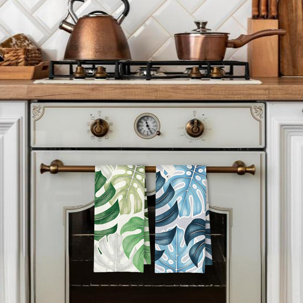 Tropical Leaf Printed Kitchen Towel 24x16 Inch — 100% Polyester, Quick Dry, Machine Washable, Fade Resistant Multi-Purpose Dish Towel/Hand Towel/Tea Towel for Kitchen & Home Decor