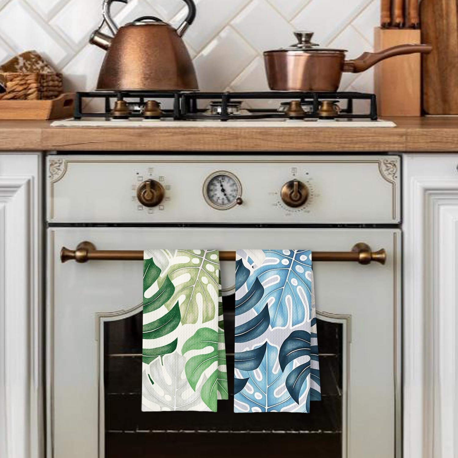 Tropical Leaf Printed Kitchen Towel 24x16 Inch — 100% Polyester, Quick Dry, Machine Washable, Fade Resistant Multi-Purpose Dish Towel/Hand Towel/Tea Towel for Kitchen & Home Decor