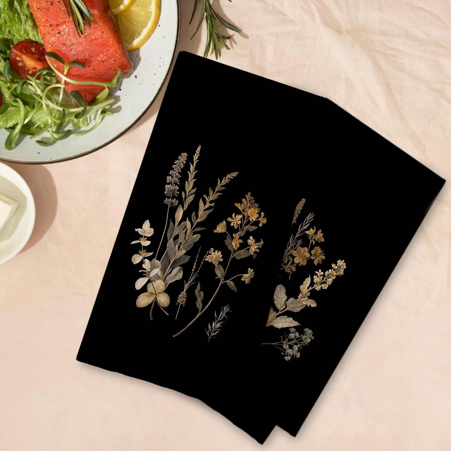 Minimalist Dried Flower Printed Kitchen Towel 24x16 Inch