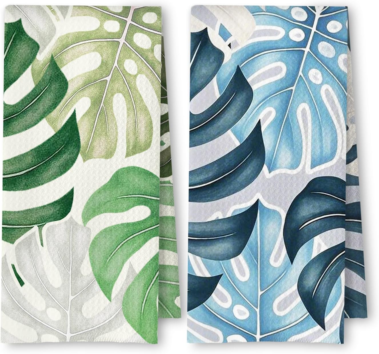 Tropical Leaf Printed Kitchen Towel 24x16 Inch — 100% Polyester, Quick Dry, Machine Washable, Fade Resistant Multi-Purpose Dish Towel/Hand Towel/Tea Towel for Kitchen & Home Decor
